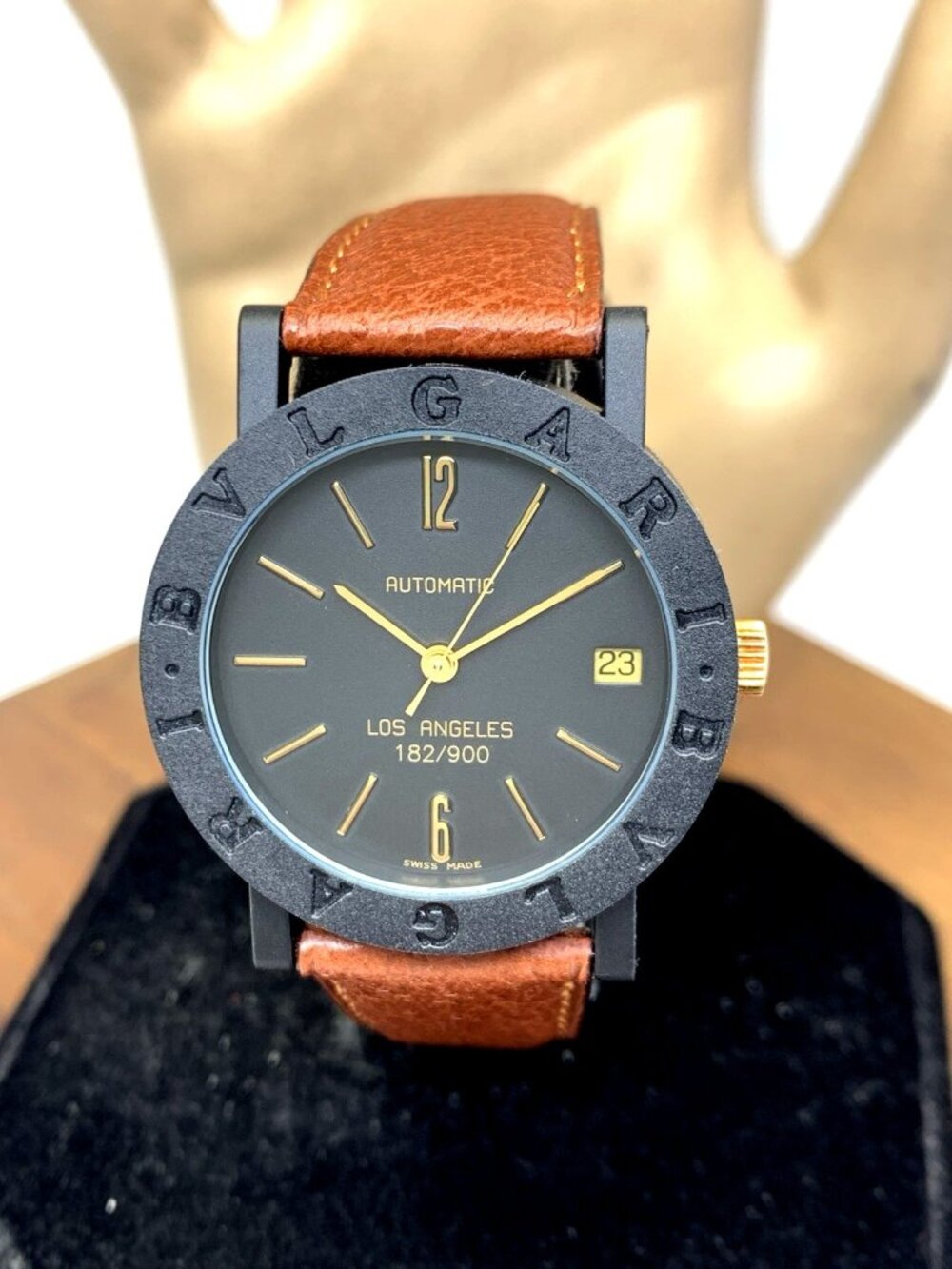 Bvlgari Watch Limited Edition Los Angeles Swiss Automatic Black Brown Leather